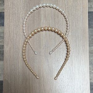Anthropologie Pearl Headbands in Cream and Gold